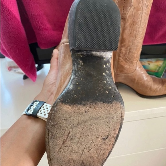 Women's Tan Goat Snip Toe Western Boots Sz 8B - Picture 7 of 7